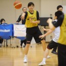 パスを出す中田 珠未選手(早稲田大学 1年)